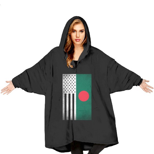 Bangladesh Design for proud Bangladeshi Americans Blanket Hoodies