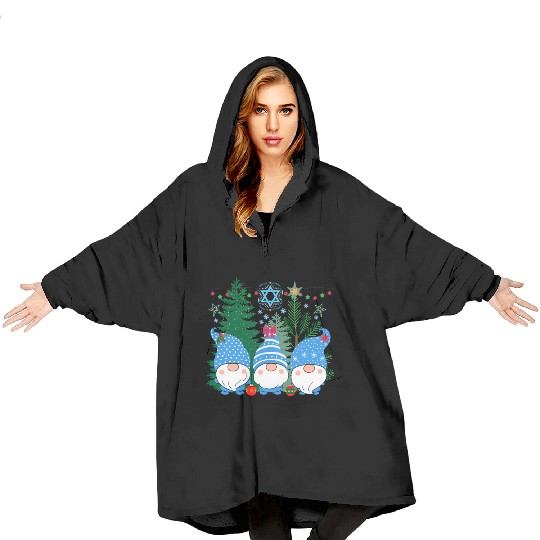 Merry Christmukkah, Jewish Christmas, Hanukkah Blanket Hoodies