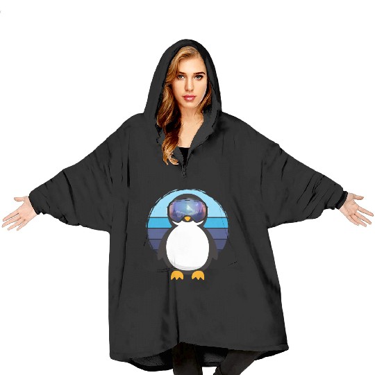 retro penguin goggles Blanket Hoodies