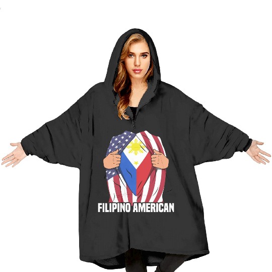 Hero Design for Proud American Pinoys Blanket Hoodies