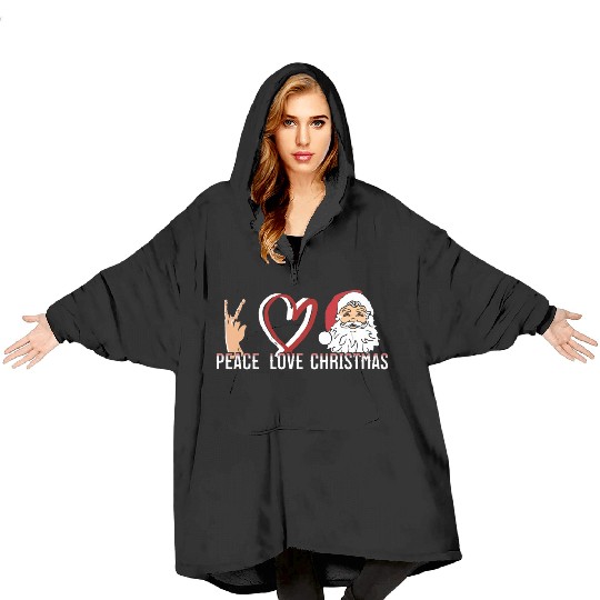 Peace Love Christmas Blanket Hoodies