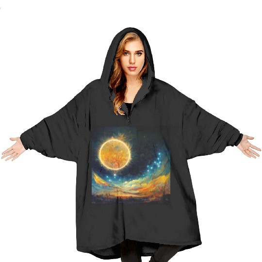 Full moon and Sun Blanket Hoodies