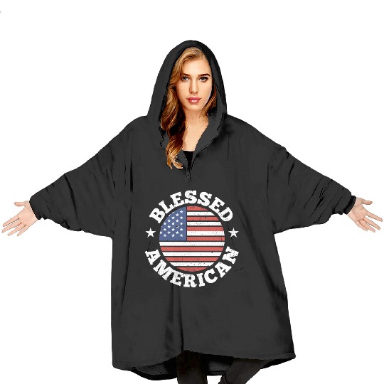Blessed American America USA US Patriotic Blanket Hoodies