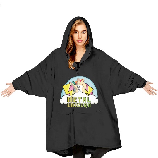 Dabbing Dab Unicorn Rainbow Metal Music Heavy Rock Blanket Hoodies