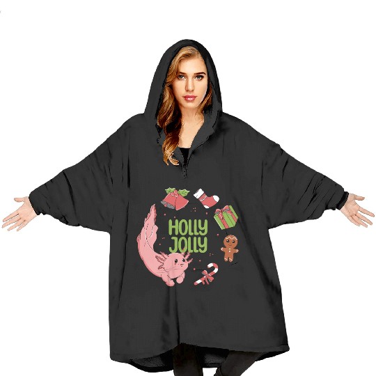 Holly Jolly Axolotl Blanket Hoodies