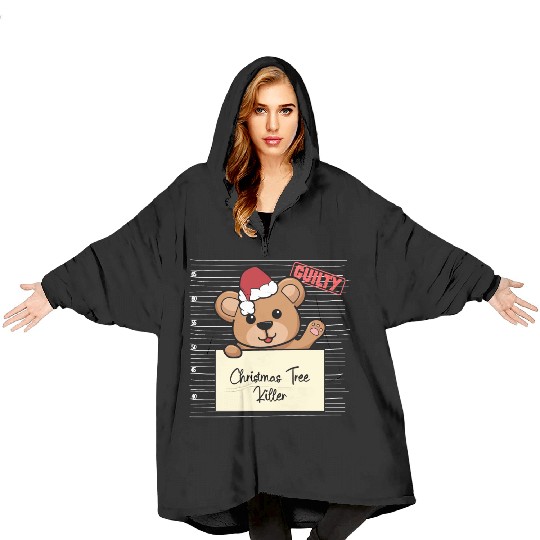 Bear christmas funny prison Blanket Hoodies