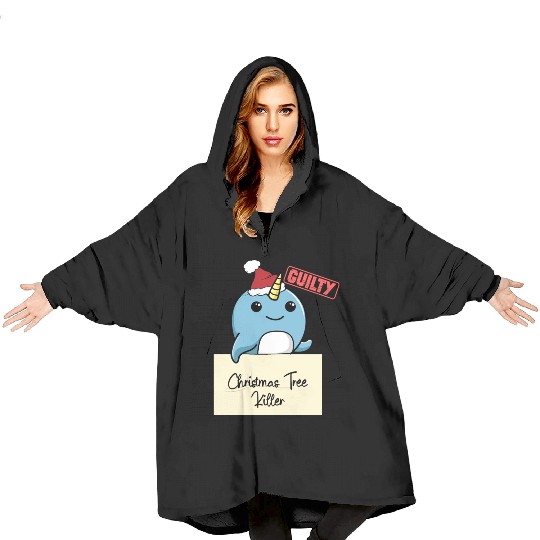 Narwhal christmas funny prison Blanket Hoodies
