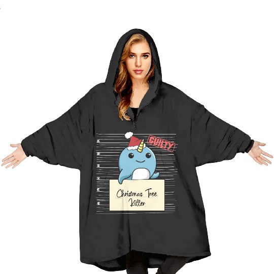 Narwhal christmas funny prison Blanket Hoodies