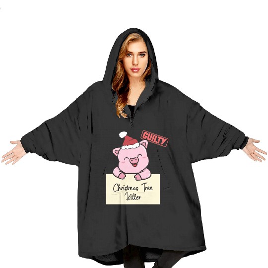 Pig christmas funny prison Blanket Hoodies