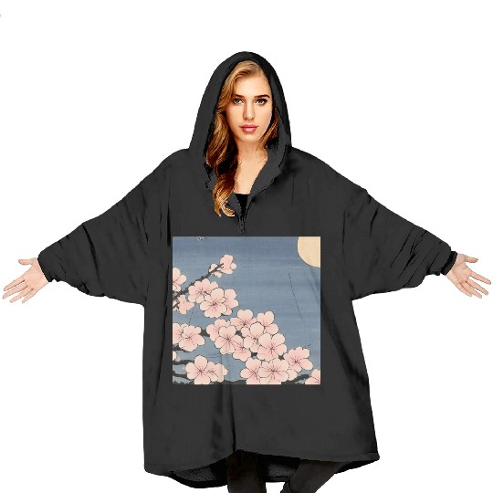Ukiyo-e Sakura, Japanese Print Blanket Hoodies