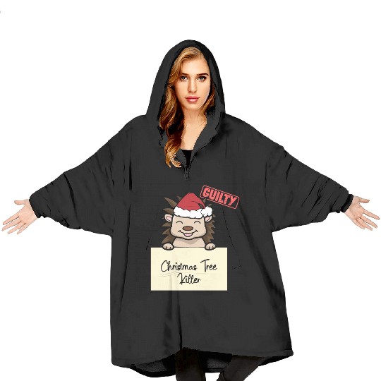 Hedgehog christmas funny prison Blanket Hoodies