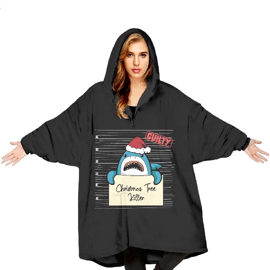 Shark christmas funny prison Blanket Hoodies