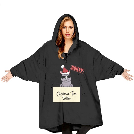 rhino christmas funny prison Blanket Hoodies
