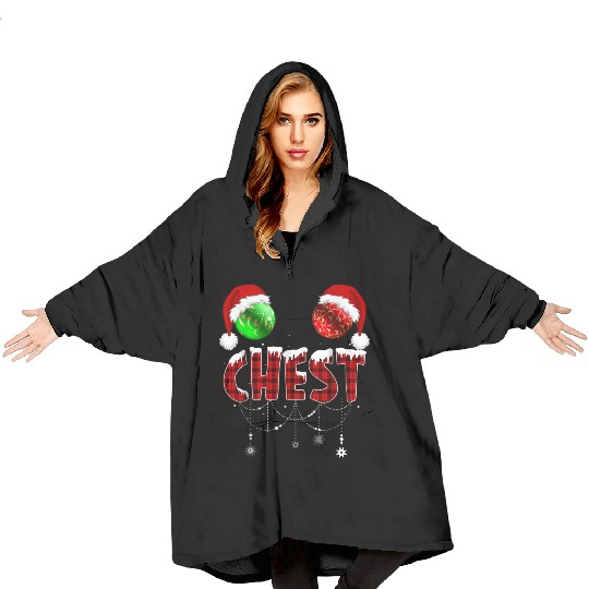 Chest Nuts Christmas Funny Matching Couple Blanket Hoodies