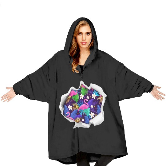 Bullet Hole Flamingo Blanket Hoodies