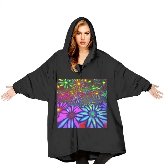 Psychedelic flowers Blanket Hoodies