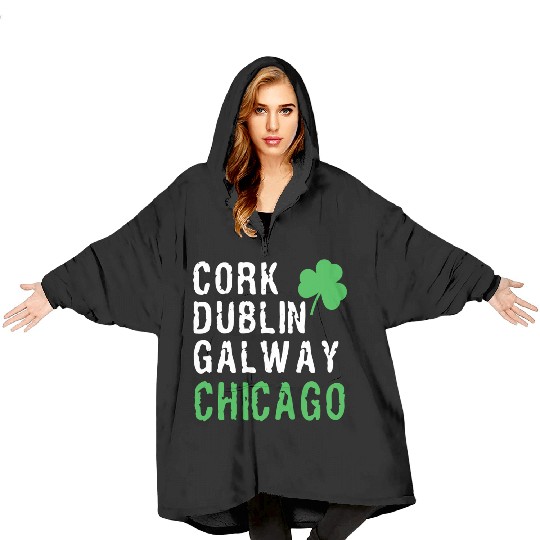 Chicago St Patricks Day Irish Cities Chicago Shamr Blanket Hoodies
