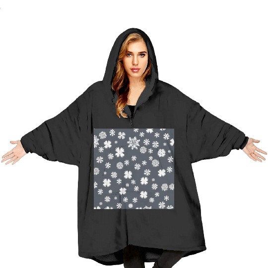 Snowflake pattern on the navy background Blanket Hoodies