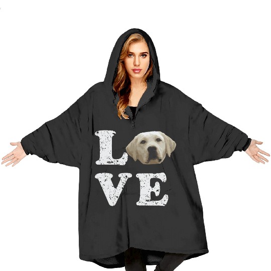 I Love My Yellow Lab Labrador Retriever Dog Blanket Hoodies