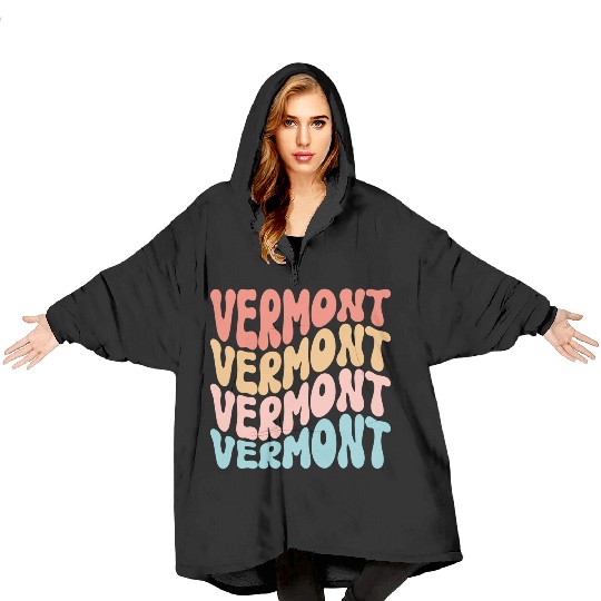 Retro Vermont Use State Blanket Hoodies