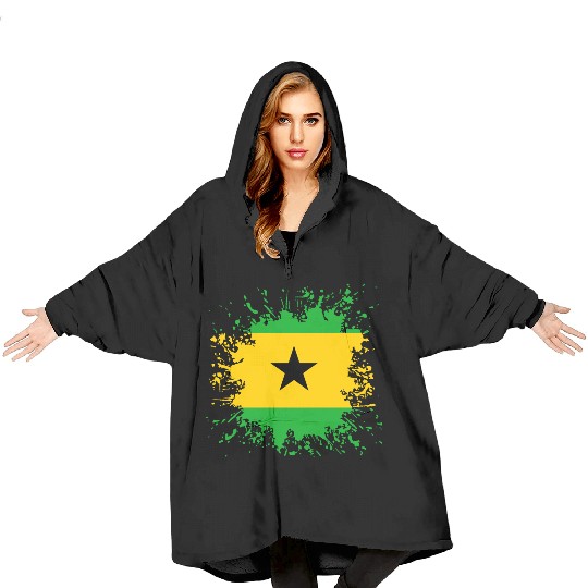Sao Tome And Principe Flag Paint Splatter Blanket Hoodies
