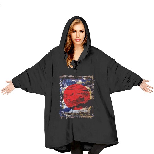 Japan Flag Red Circle Blue Mountain Collage Art 74 Blanket Hoodies