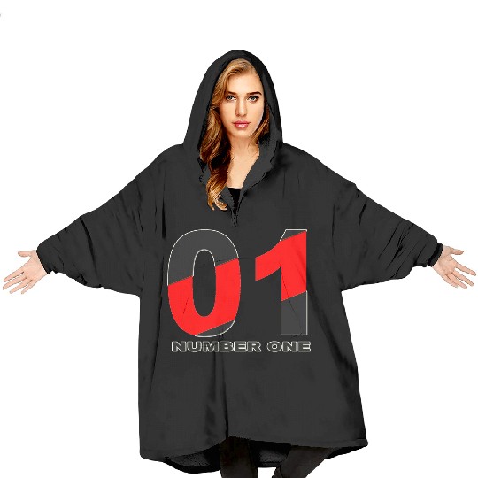NUMBER 01 BLACK AND RED COLOR Blanket Hoodies