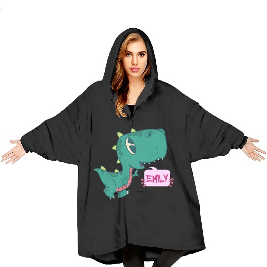 EMILY - Lovely girl name with cute dinosaur Blanket Hoodies