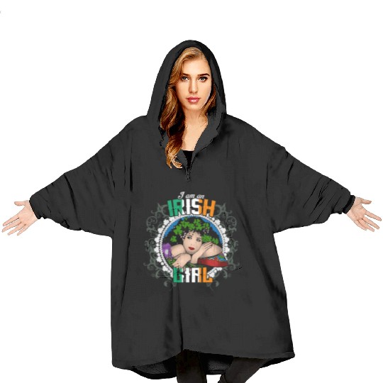 St patrick's day Blanket Hoodies Irish Girl