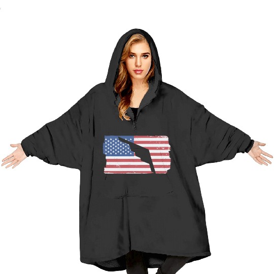 B-2 Stealth Bomber Military Airplane American Flag Blanket Hoodies