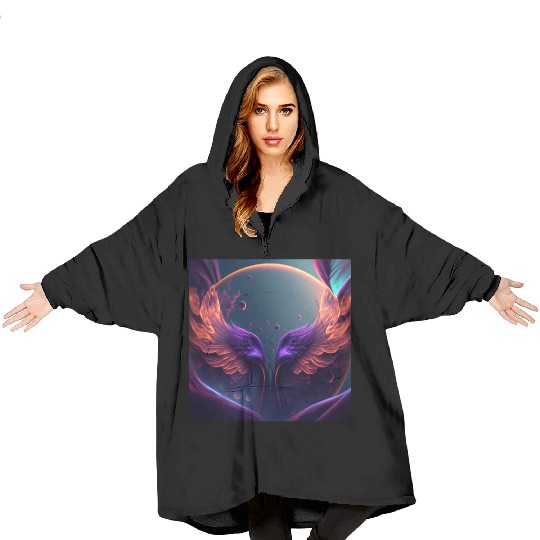 Flaming phoenix wings Blanket Hoodies