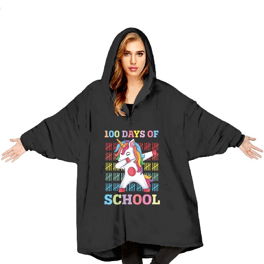 Dabbing Unicorn 100 Days of School,For Girls dabb Blanket Hoodies