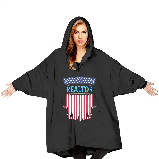 Proud American Patriotic USA Flag Realtor Real Est Blanket Hoodies