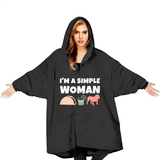 I'm A Simple Woman Tacos Tequila English Bulldog Blanket Hoodies