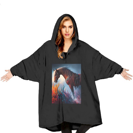 Elegant Prismatic Arabian Horse Digital Art Blanket Hoodies