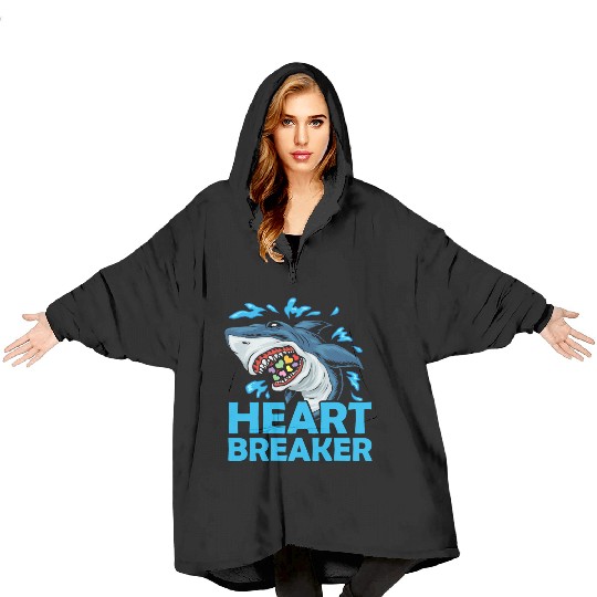Heartbreaker Shark Anti-Valentine's Day Solo Blanket Hoodies