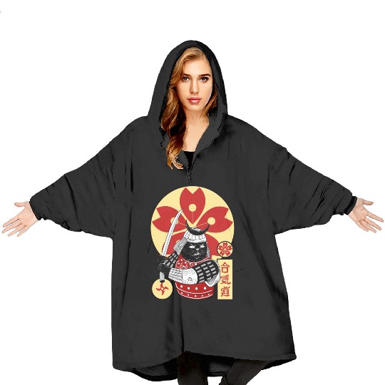 Samurai Cat Blanket Hoodies