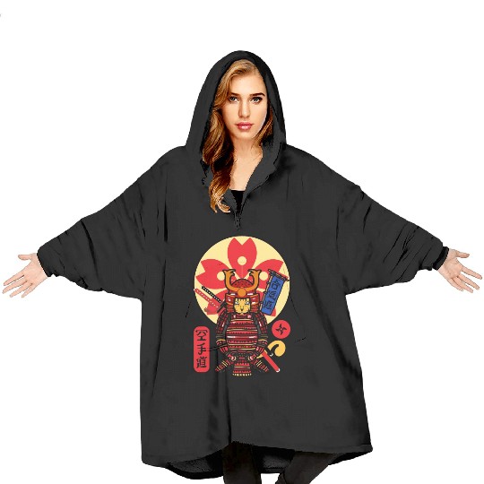 Samurai Cat Blanket Hoodies