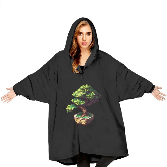 8 Bit Bonsai Tree Blanket Hoodies