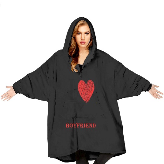 I Love My Crazy Boyfriend Purview With Red heart95 Blanket Hoodies