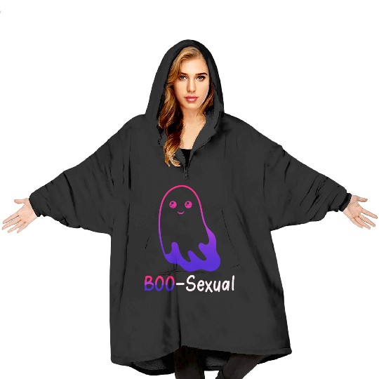 Boo Sexual Cute Bi Cat Ghost LGBT Bisexual Pride F Blanket Hoodies