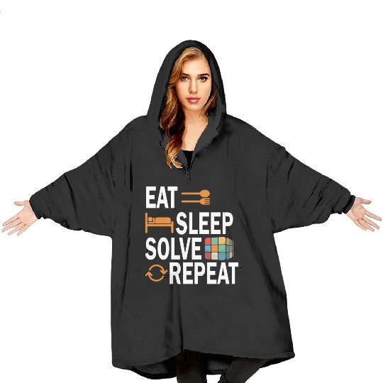 Eat Sleep Solve Repeat Math Speed Cubing Genie Blanket Hoodies