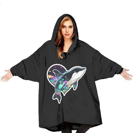 Orca Is My Valentine, Love Hearts Orca Valentines Blanket Hoodies