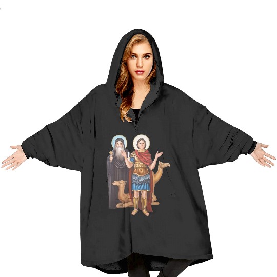 Pope Kyrillos and saint Mina. Coptic church. Blanket Hoodies