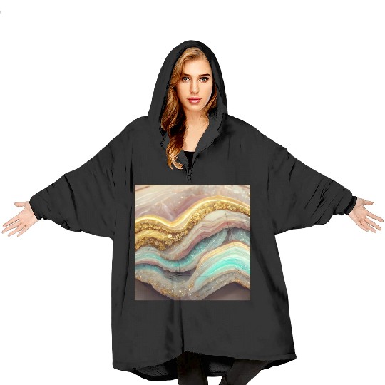 Pastel Pink Teal Agate Geode Stone Blanket Hoodies