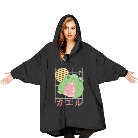 Strawberry Milk Frog Japanese Blanket Hoodies