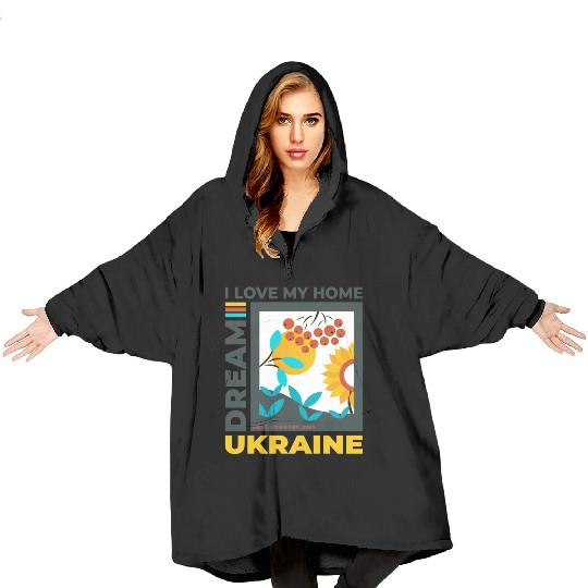 Print Ukraine sunflower Blanket Hoodies