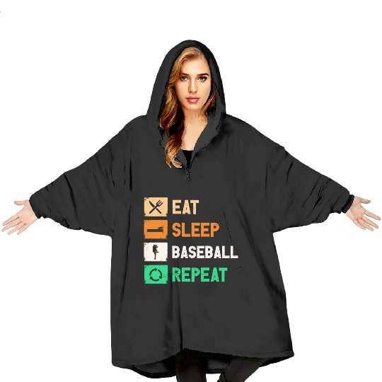 Eat Sleep Baseball Repeat Funny Gaming Blanket Hoodies