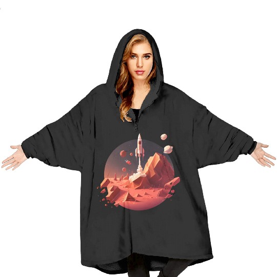 Vintage Space Science Mars Fiction Geek Solar Blanket Hoodies