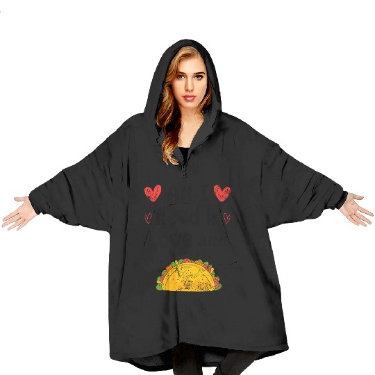 Vintage I Love Tacos Groovy Tacos Are My Valentine Blanket Hoodies